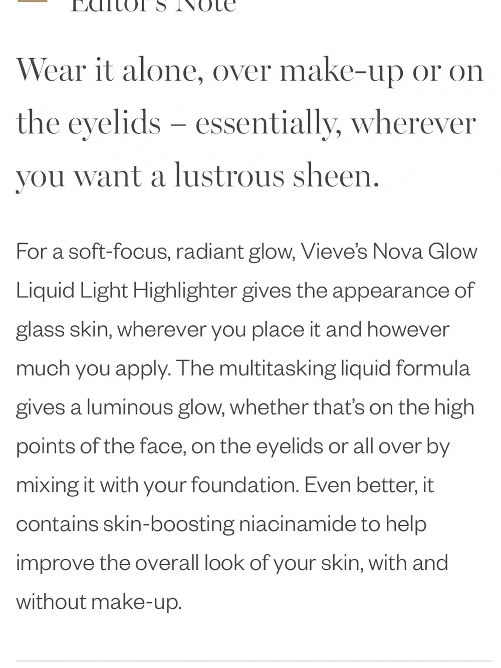 🌷 VIEVE Riches Nova Glow Liquid Light New FullSz